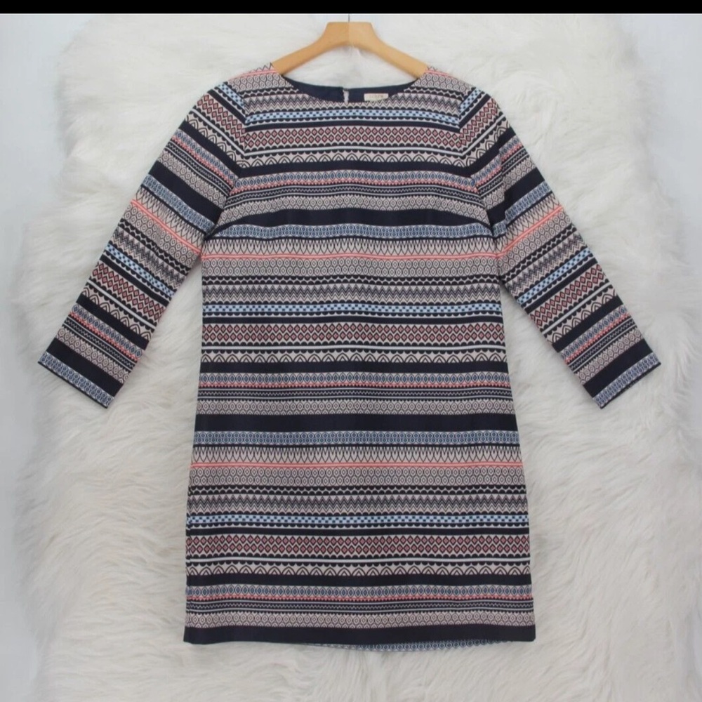 J. Crew Silk Mini Geo Striped Multicolor Dress (2016)